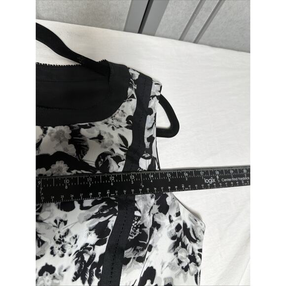 Talbots Monet Flowers A Line Black & White Chiffon Dress - Size 8 - Picture 9 of 14
